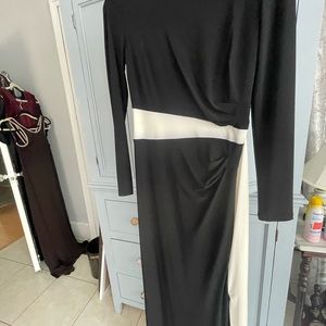 Black color block maxi dress long sleeve